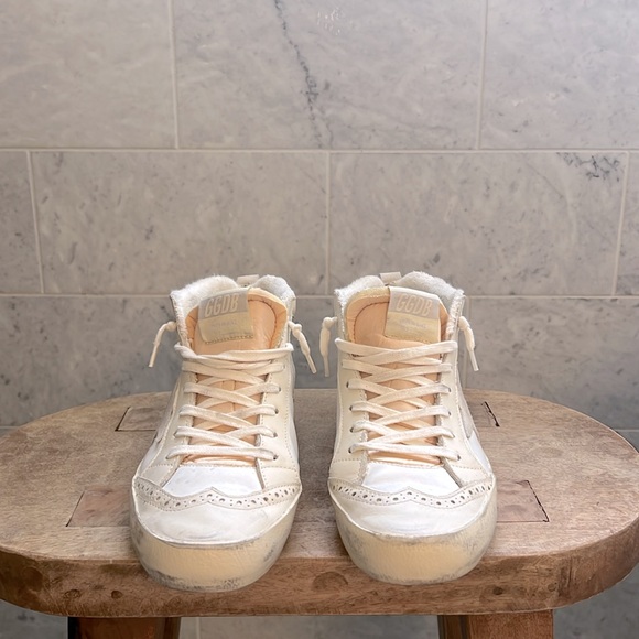 Golden Goose Mid Star Mixed Leather Wing-Tip Sneakers - Picture 3 of 4